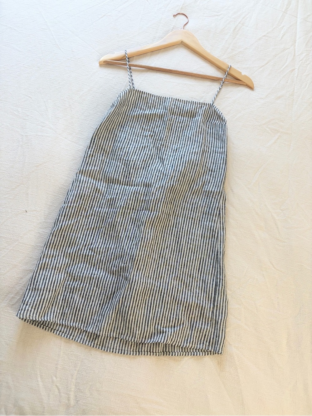 Reformation | 100% Linen Slip Dress in Blue and White